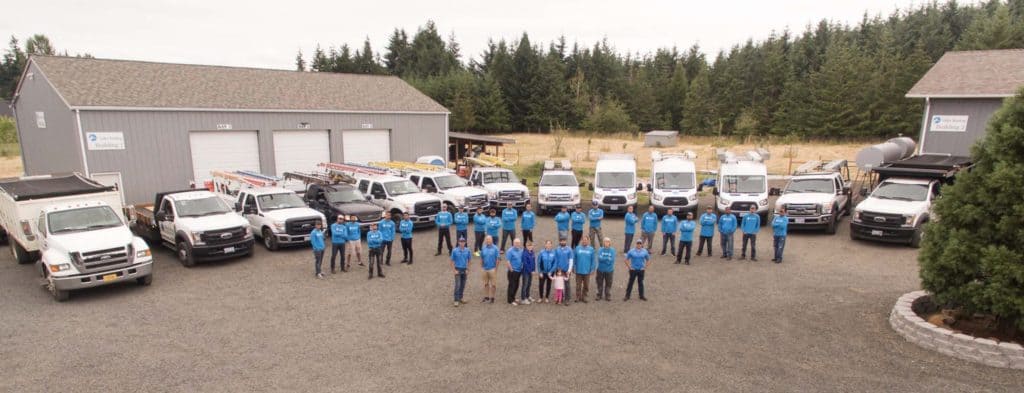 This is the Crew, shop, and fleet of Valley Roofing Salem, Oregon